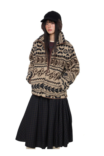 Tom Patterned Comfy Fleece Jacket-korean-fashion-Jacket-Tom's Closet-OH Garments