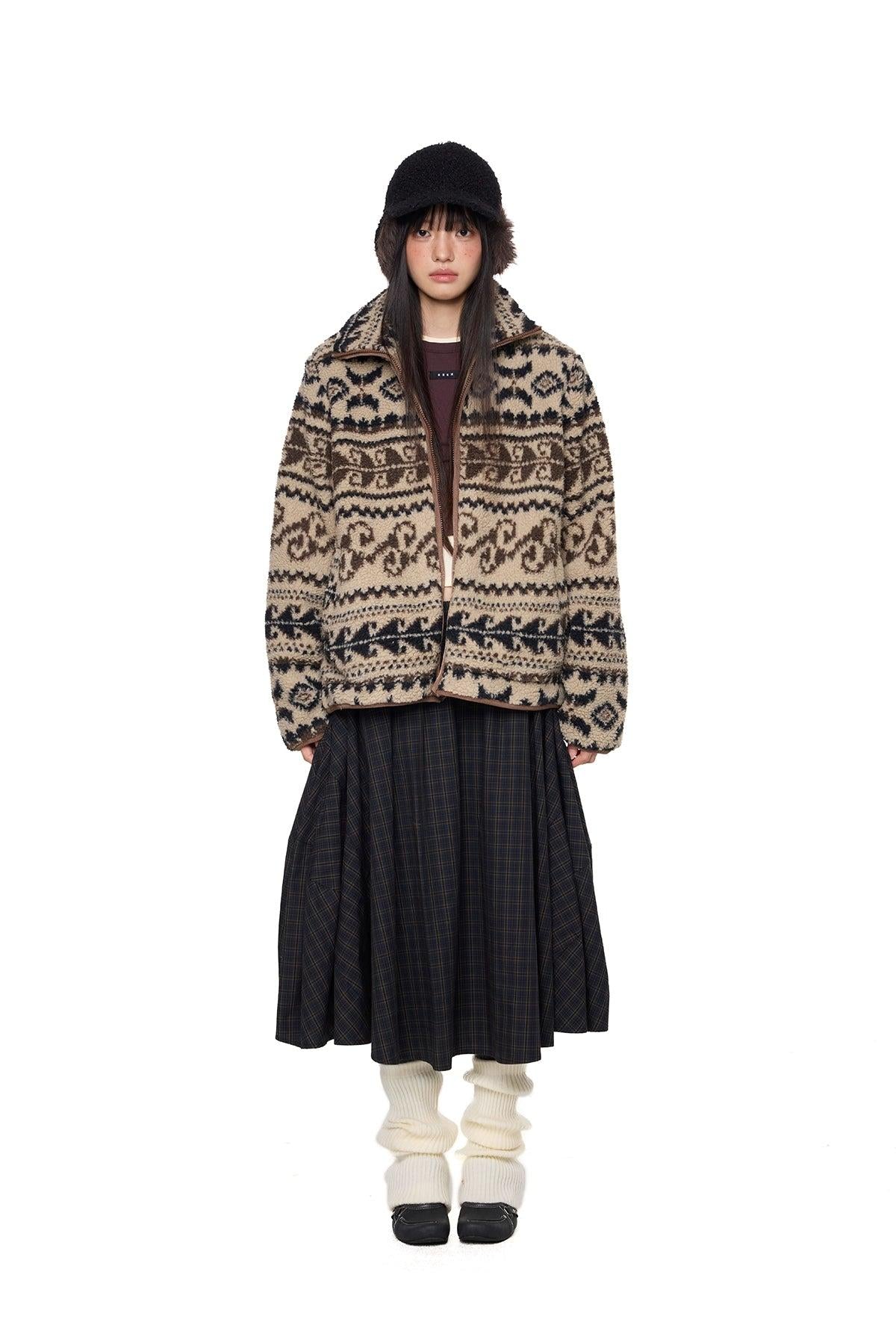 Tom Patterned Comfy Fleece Jacket-korean-fashion-Jacket-Tom's Closet-OH Garments