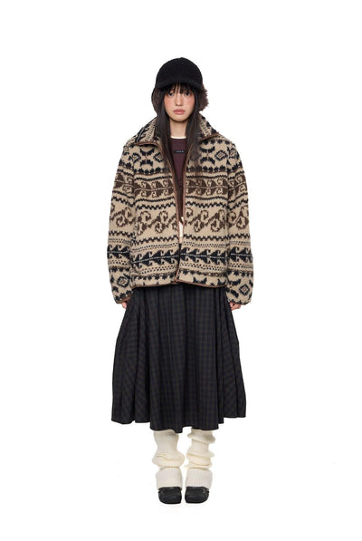 Tom Patterned Comfy Fleece Jacket-korean-fashion-Jacket-Tom's Closet-OH Garments