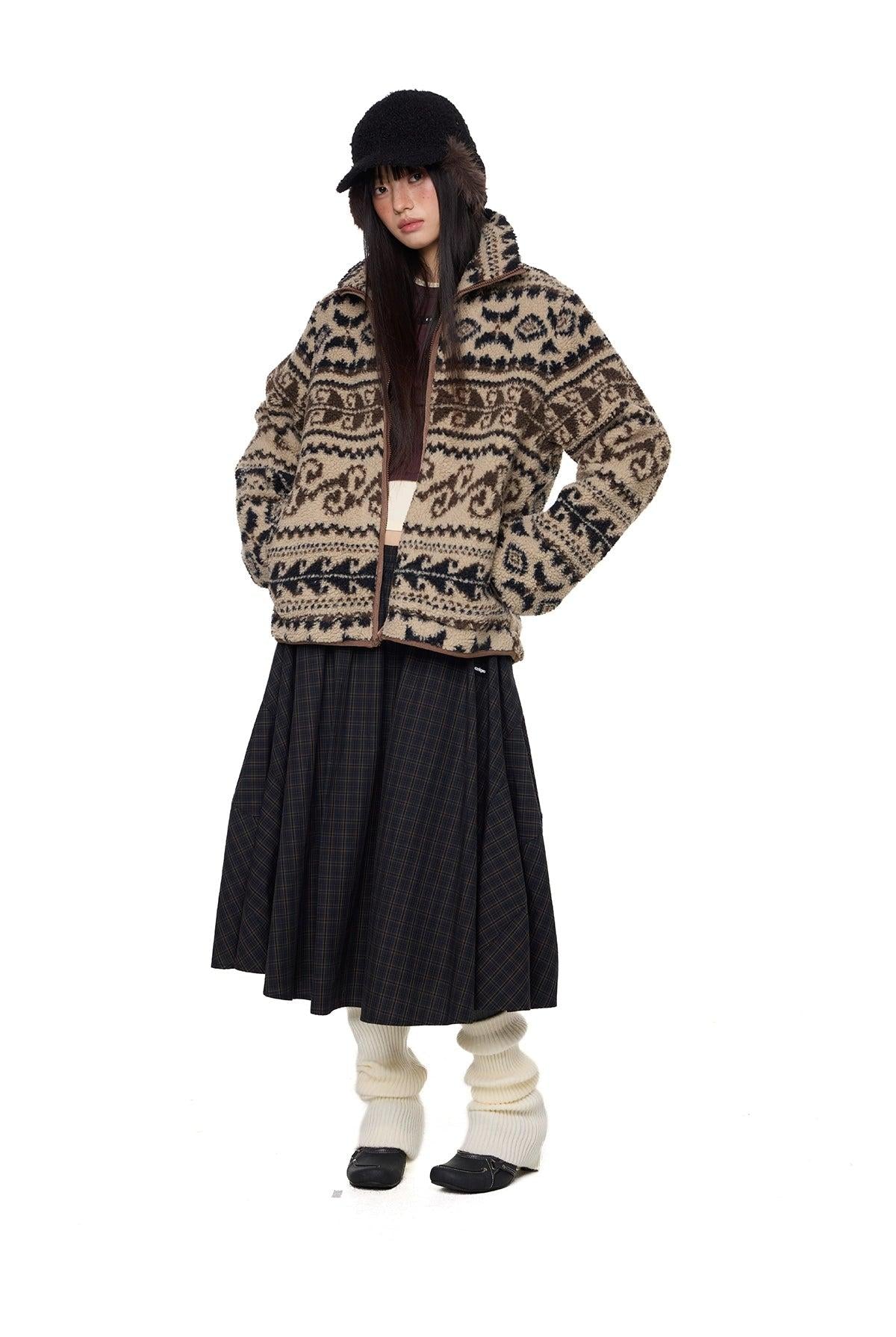 Tom Patterned Comfy Fleece Jacket-korean-fashion-Jacket-Tom's Closet-OH Garments