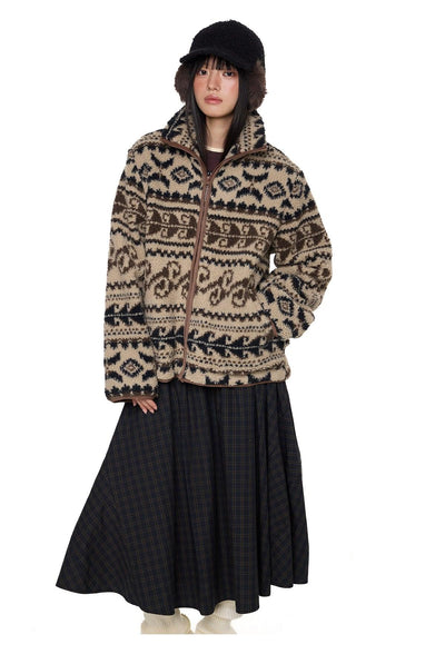 Tom Patterned Comfy Fleece Jacket-korean-fashion-Jacket-Tom's Closet-OH Garments