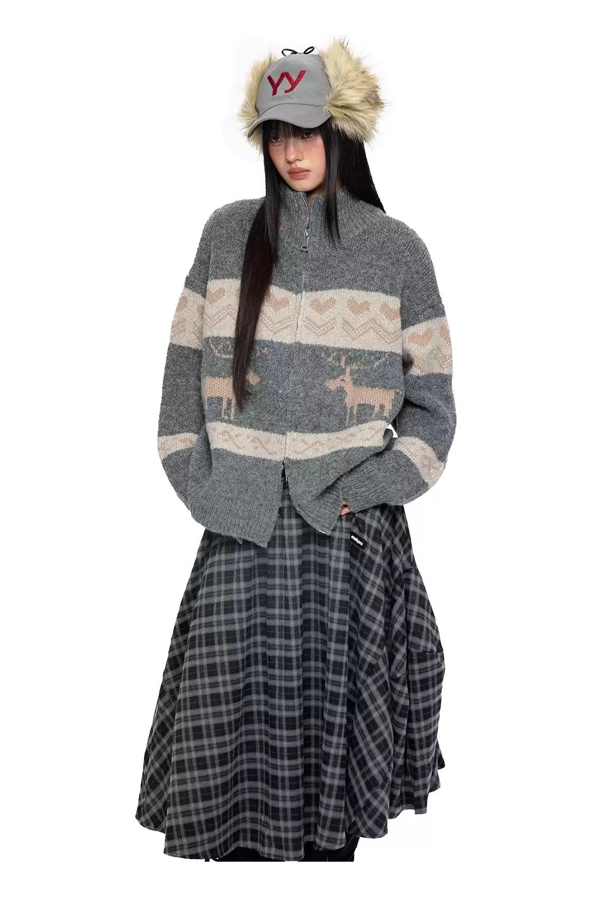 Tom Patterned Dual-End Zipped Sweater-korean-fashion-Sweater-Tom's Closet-OH Garments