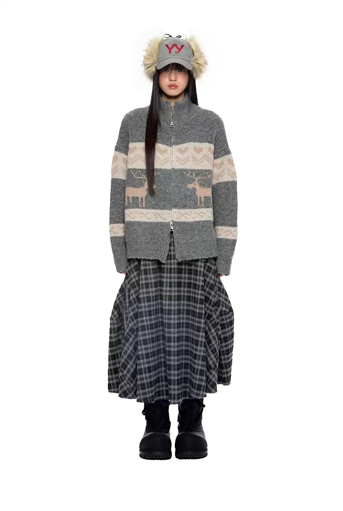 Tom Patterned Dual-End Zipped Sweater-korean-fashion-Sweater-Tom's Closet-OH Garments