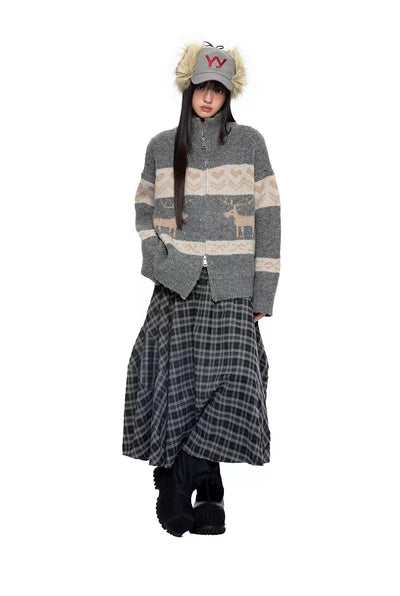 Tom Patterned Dual-End Zipped Sweater-korean-fashion-Sweater-Tom's Closet-OH Garments