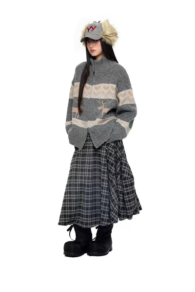 Tom Patterned Dual-End Zipped Sweater-korean-fashion-Sweater-Tom's Closet-OH Garments