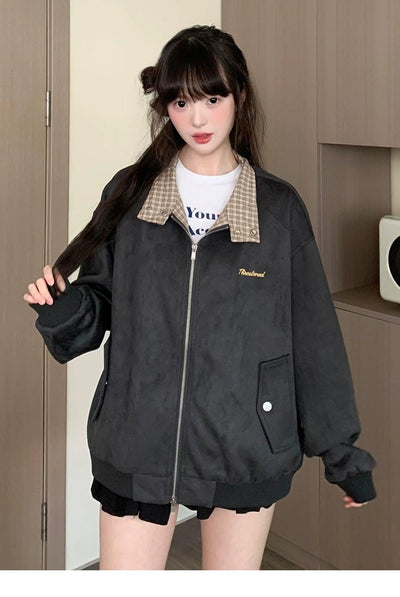 Tom Plaid Lapel Relax Fit Jacket-korean-fashion-Jacket-Tom's Closet-OH Garments