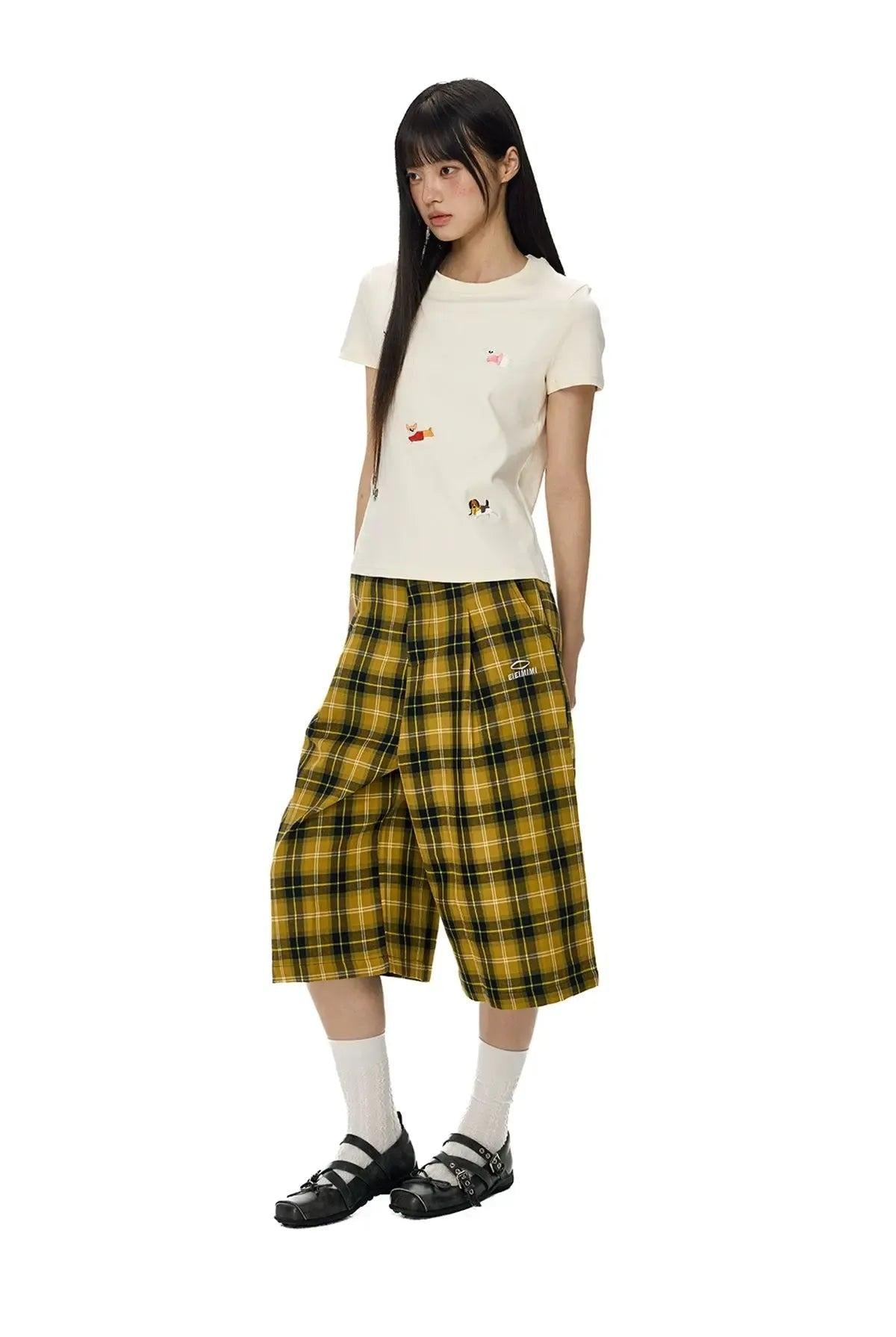 Tom Plaid Loose Shorts-korean-fashion-Shorts-Tom's Closet-OH Garments