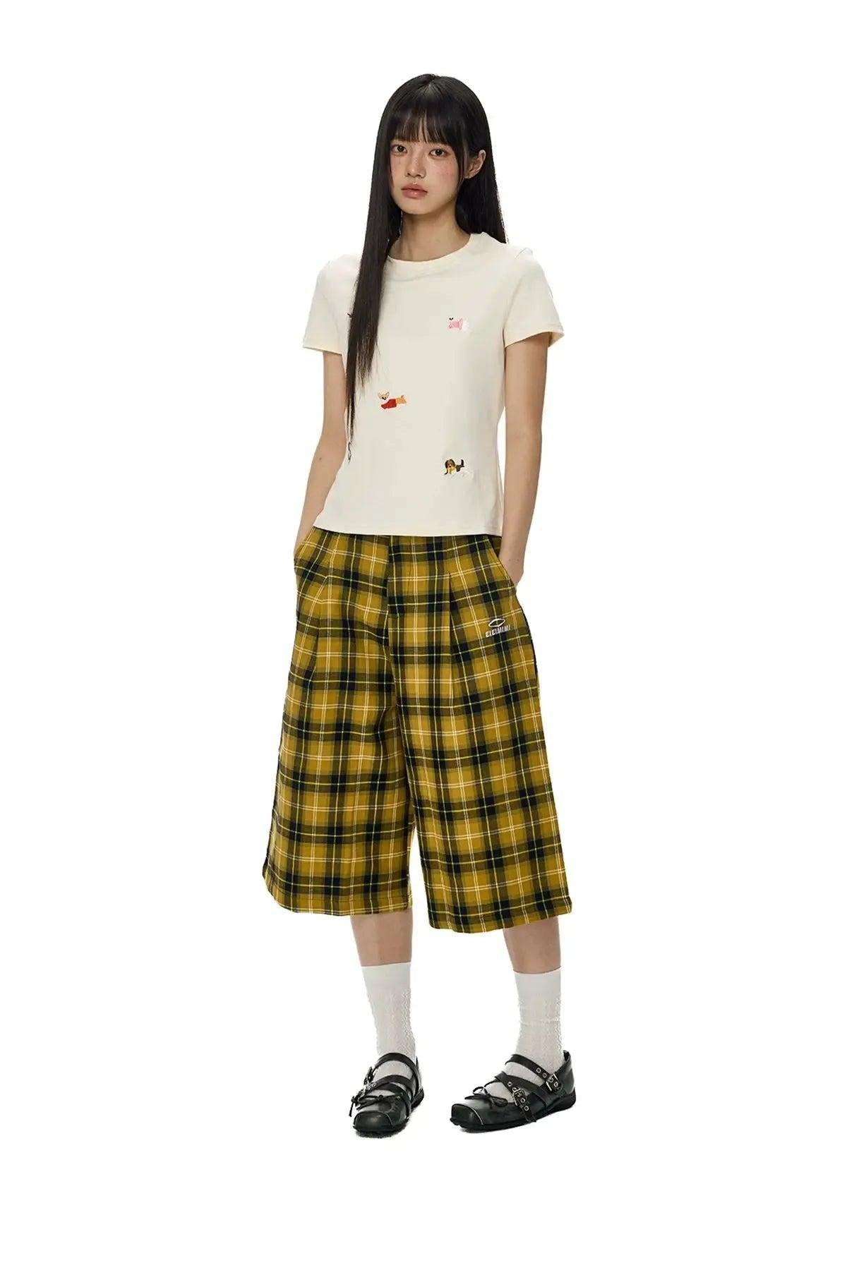 Tom Plaid Loose Shorts-korean-fashion-Shorts-Tom's Closet-OH Garments