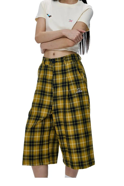 Tom Plaid Loose Shorts-korean-fashion-Shorts-Tom's Closet-OH Garments