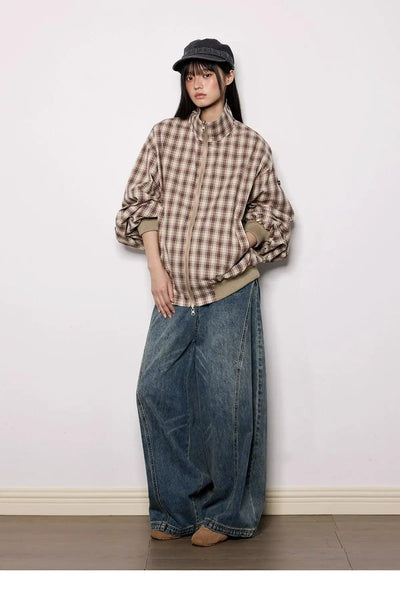 Tom Plaid Reversible Zipped Jacket-korean-fashion-Jacket-Tom's Closet-OH Garments