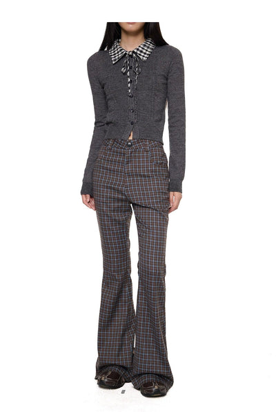 Tom Plaid Slim Flared Pants-korean-fashion-Pants-Tom's Closet-OH Garments
