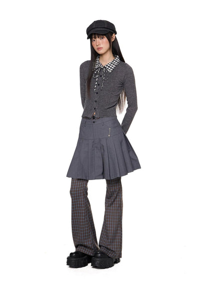 Tom Plaid Slim Flared Pants-korean-fashion-Pants-Tom's Closet-OH Garments
