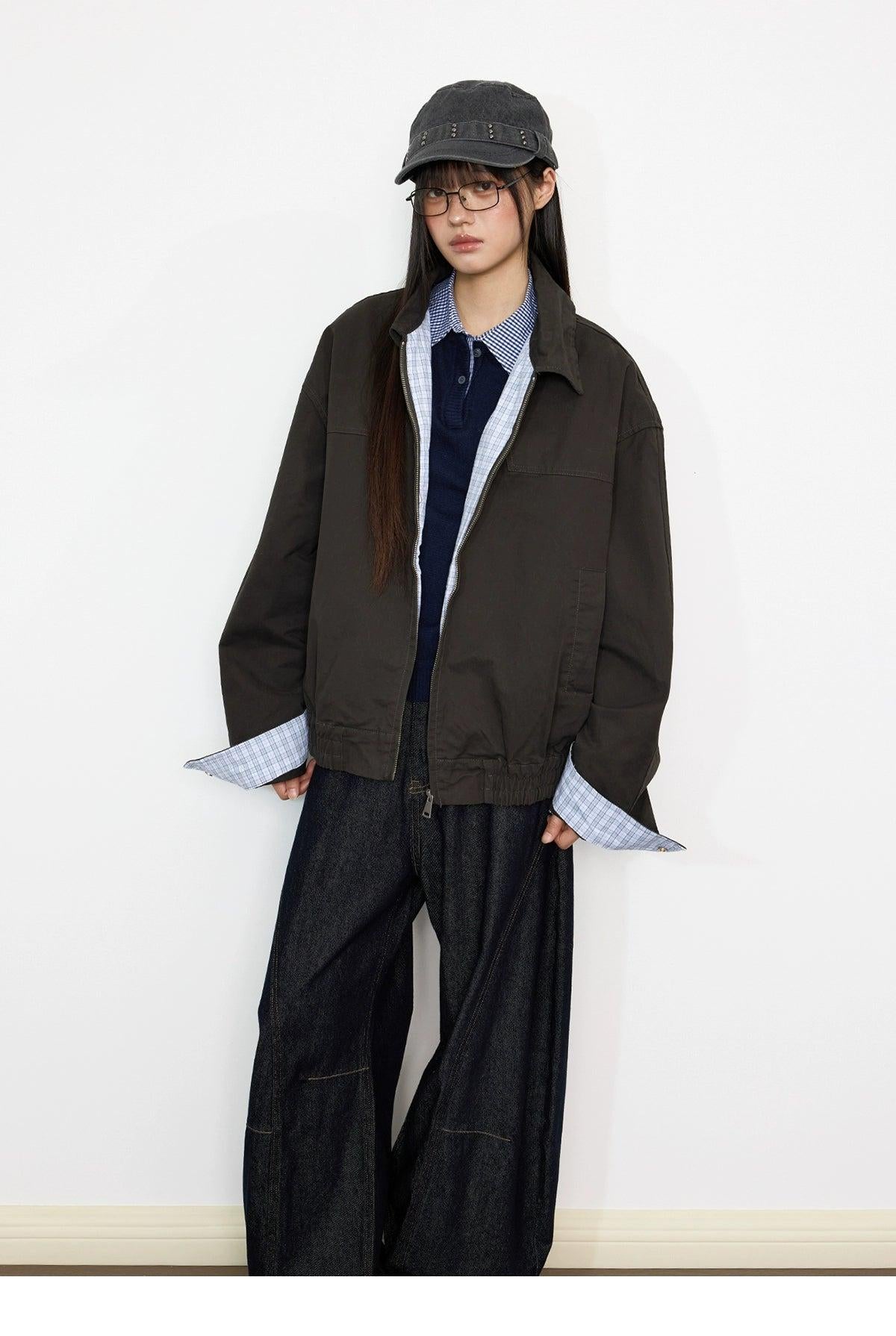 Tom Plaid Spliced Clean Fit Jacket-korean-fashion-Jacket-Tom's Closet-OH Garments