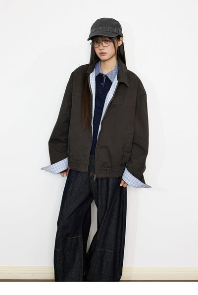 Tom Plaid Spliced Clean Fit Jacket-korean-fashion-Jacket-Tom's Closet-OH Garments