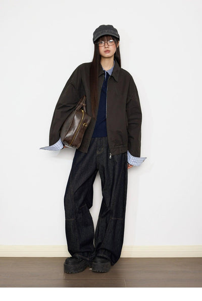 Tom Plaid Spliced Clean Fit Jacket-korean-fashion-Jacket-Tom's Closet-OH Garments