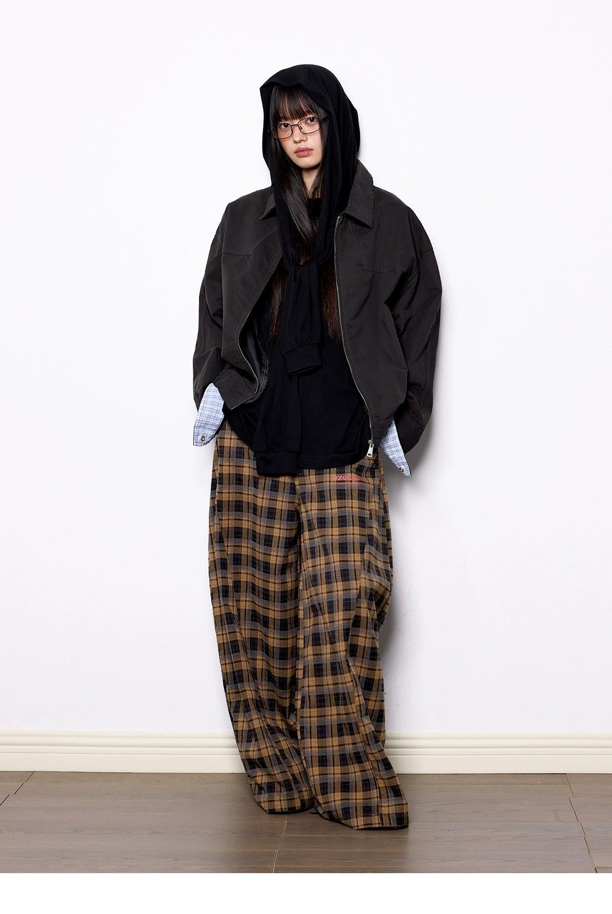 Tom Plaid Spliced Clean Fit Jacket-korean-fashion-Jacket-Tom's Closet-OH Garments