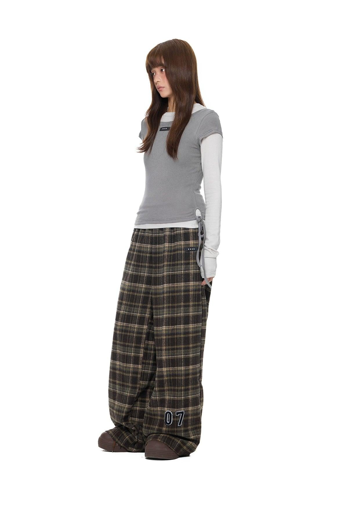 Tom Plaid Straight Leg Pants-korean-fashion-Pants-Tom's Closet-OH Garments