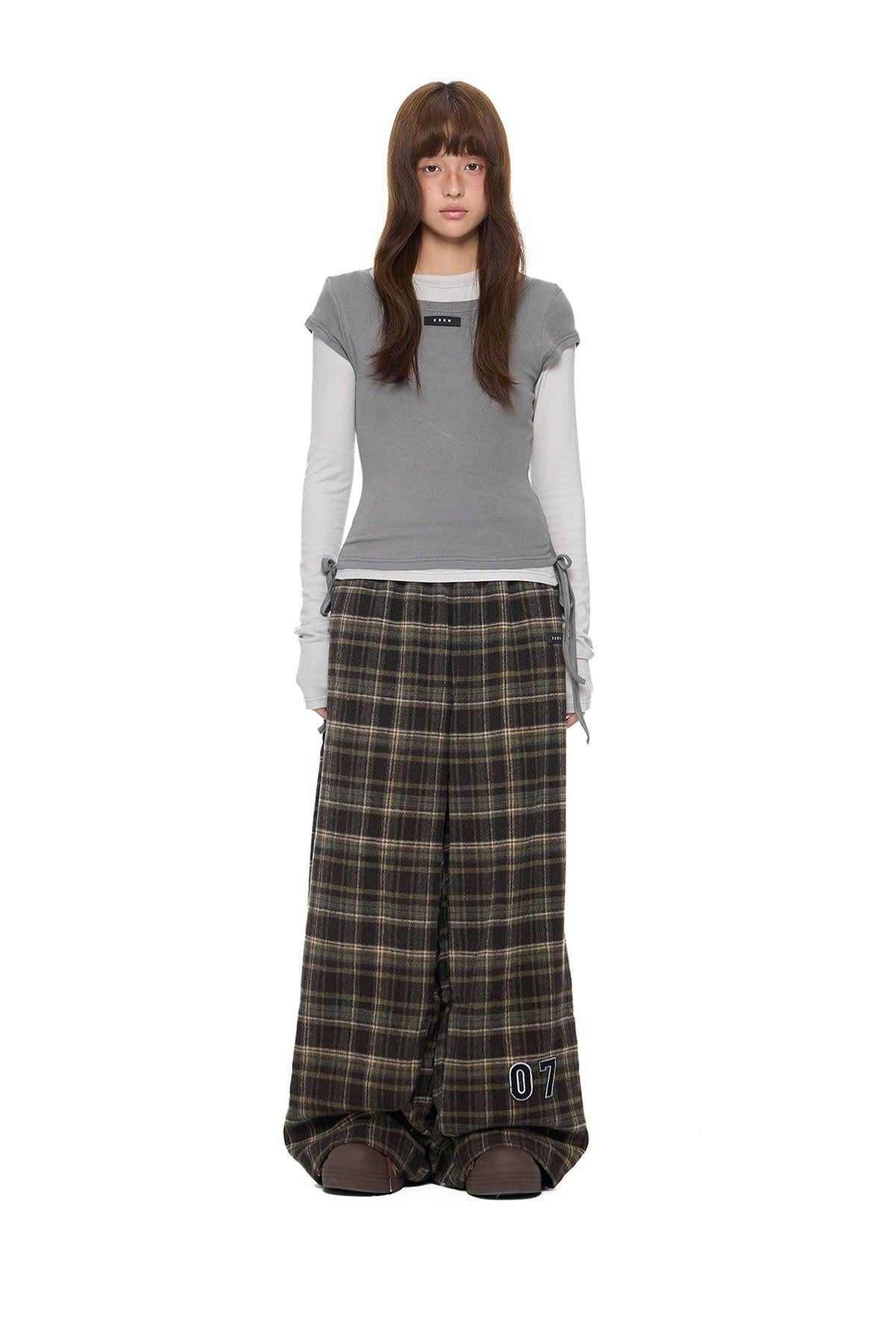 Tom Plaid Straight Leg Pants-korean-fashion-Pants-Tom's Closet-OH Garments