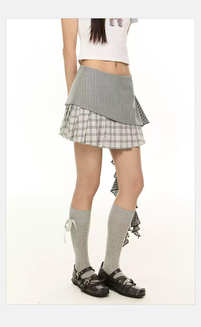 Tom Plaid & Striped Ruffled Skirt-korean-fashion-Skirt-Tom's Closet-OH Garments