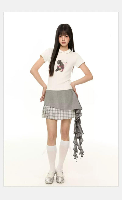 Tom Plaid & Striped Ruffled Skirt-korean-fashion-Skirt-Tom's Closet-OH Garments
