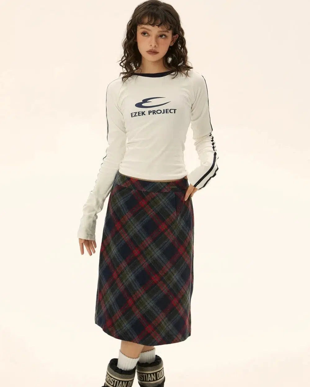 Tom Plaid Woolen Long Skirt-korean-fashion-Skirt-Tom's Closet-OH Garments