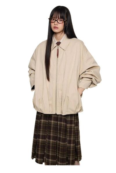 Tom Pleated Hem Dropped Shoulder Jacket-korean-fashion-Jacket-Tom's Closet-OH Garments