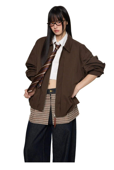 Tom Pleated Hem Dropped Shoulder Jacket-korean-fashion-Jacket-Tom's Closet-OH Garments