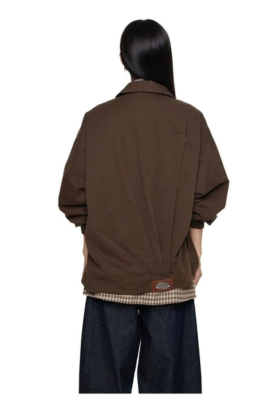 Tom Pleated Hem Dropped Shoulder Jacket-korean-fashion-Jacket-Tom's Closet-OH Garments