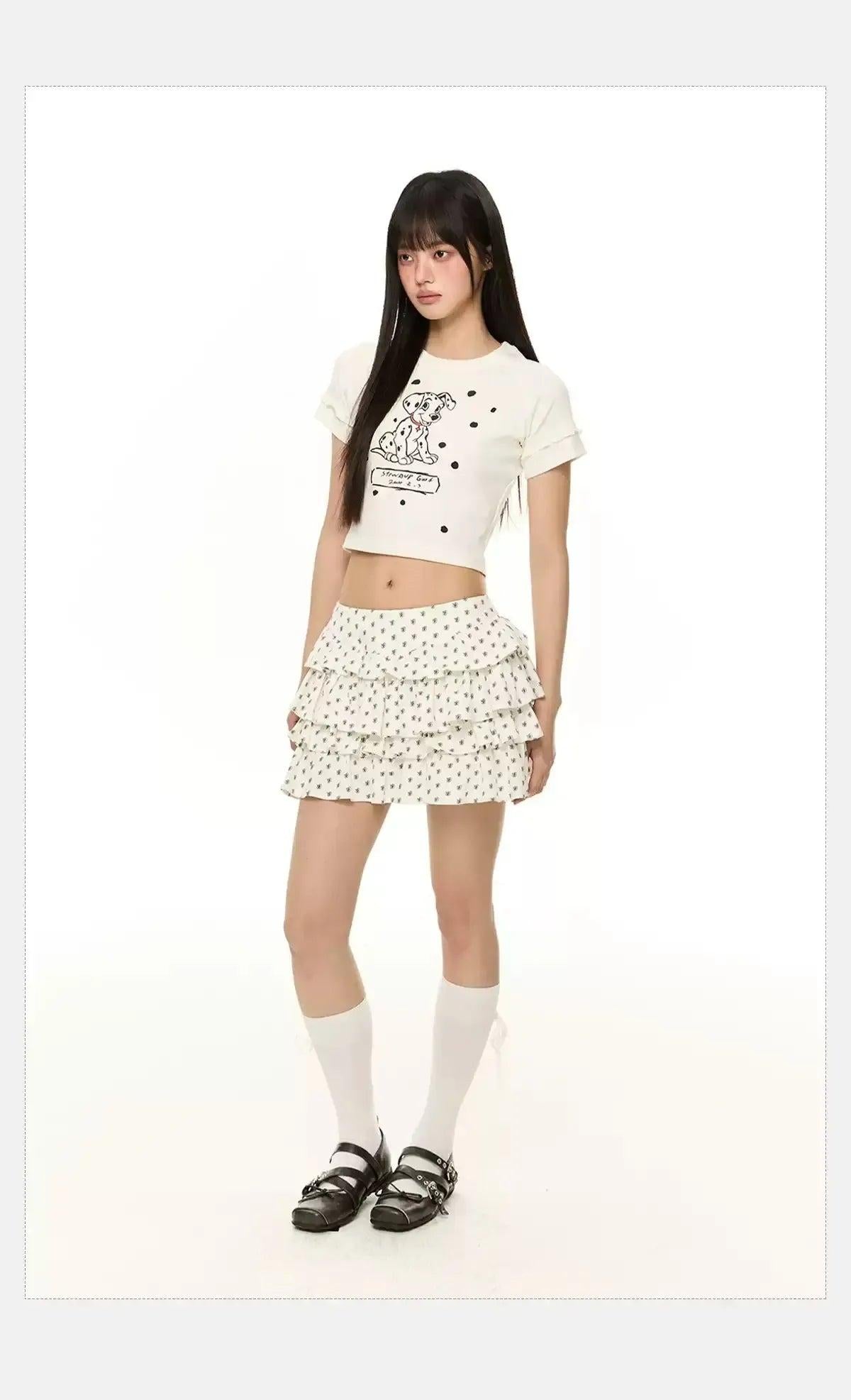 Tom Puppy Graphic Cropped T-Shirt-korean-fashion-T-Shirt-Tom's Closet-OH Garments
