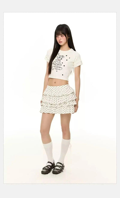 Tom Puppy Graphic Cropped T-Shirt-korean-fashion-T-Shirt-Tom's Closet-OH Garments