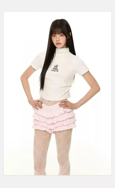 Tom Puppy High Collar Cropped T-Shirt-korean-fashion-T-Shirt-Tom's Closet-OH Garments