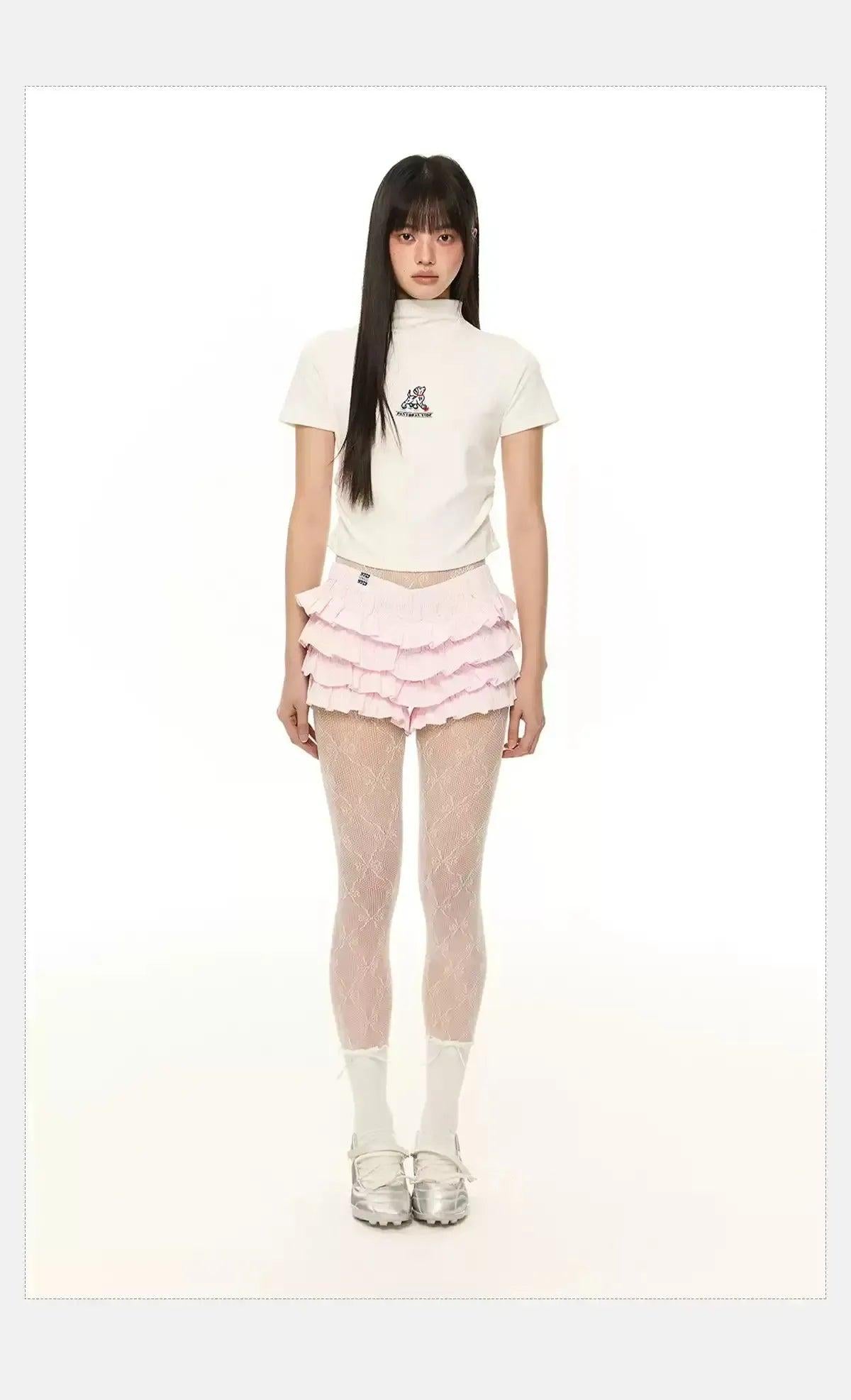 Tom Puppy High Collar Cropped T-Shirt-korean-fashion-T-Shirt-Tom's Closet-OH Garments