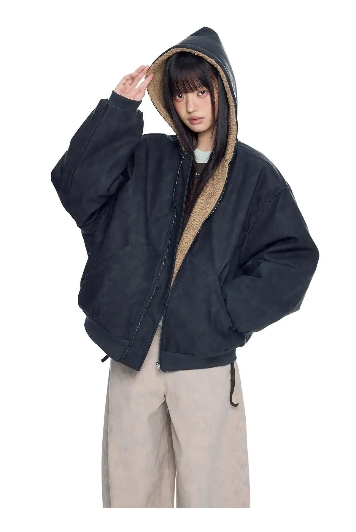 Tom Reversible Fleece-Lined Hooded Jacket-korean-fashion-Jacket-Tom's Closet-OH Garments