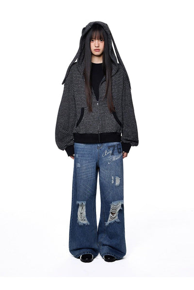 Tom Ripped Wide Leg Jeans-korean-fashion-Jeans-Tom's Closet-OH Garments