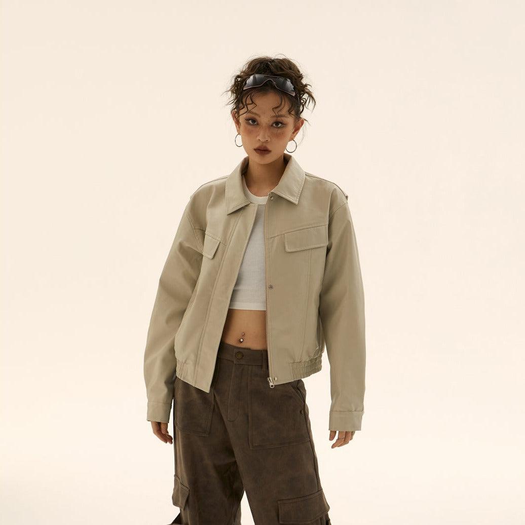 Tom Ruched Hem Faux Leather Jacket-korean-fashion-Jacket-Tom's Closet-OH Garments