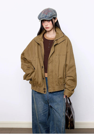 Tom Ruched Hem Loose Denim Jacket-korean-fashion-Jacket-Tom's Closet-OH Garments