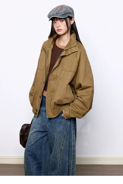 Tom Ruched Hem Loose Denim Jacket-korean-fashion-Jacket-Tom's Closet-OH Garments