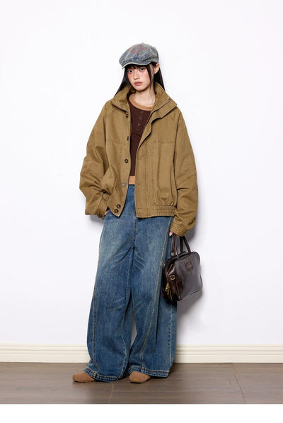 Tom Ruched Hem Loose Denim Jacket-korean-fashion-Jacket-Tom's Closet-OH Garments
