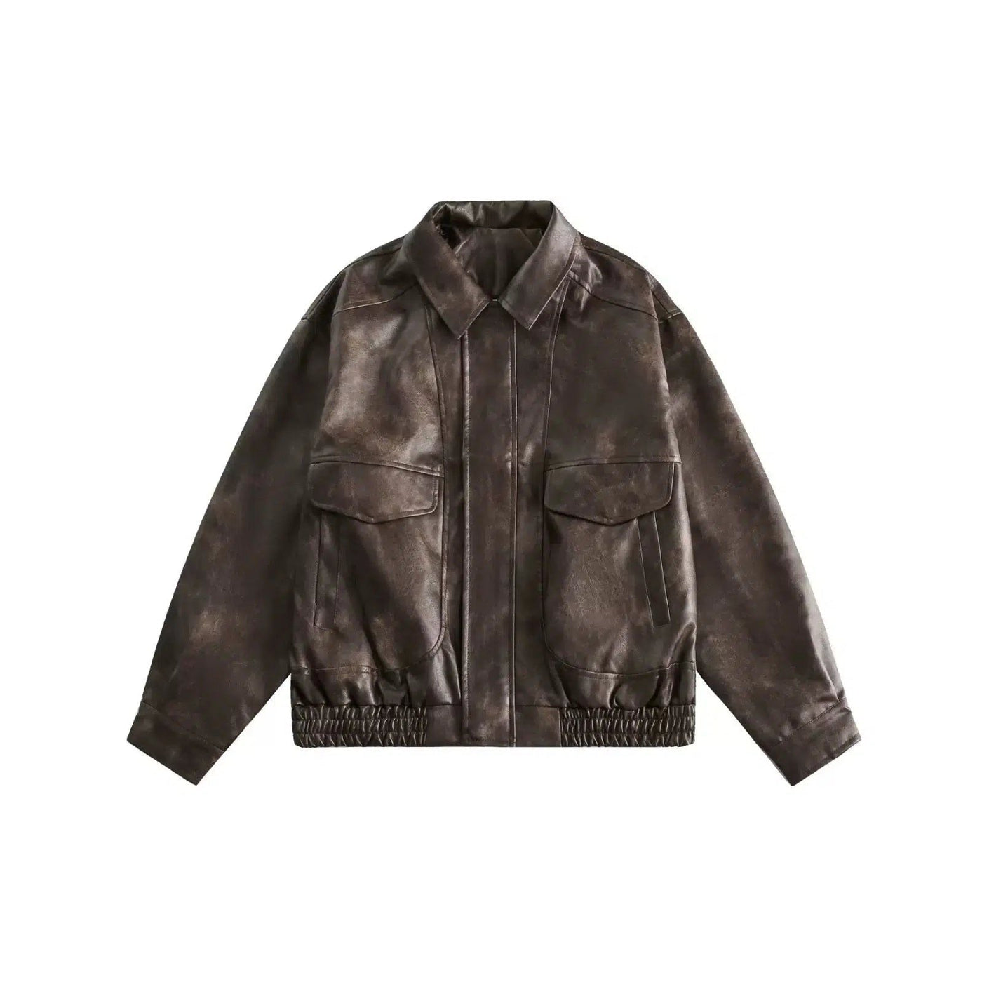 Tom Ruched Hem PU Leather Jacket-korean-fashion-Jacket-Tom's Closet-OH Garments