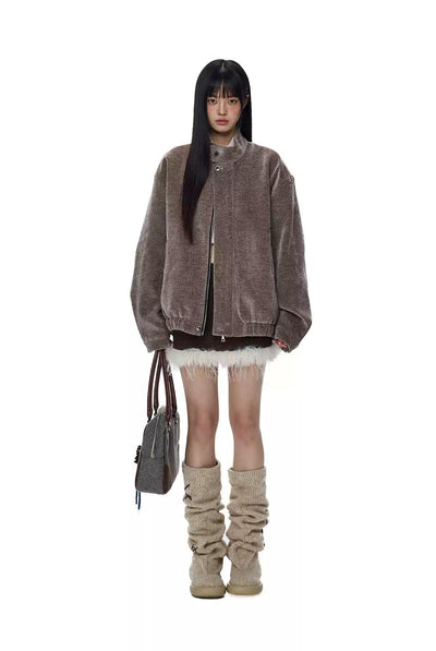 Tom Ruched Hem Textured Jacket-korean-fashion-Jacket-Tom's Closet-OH Garments