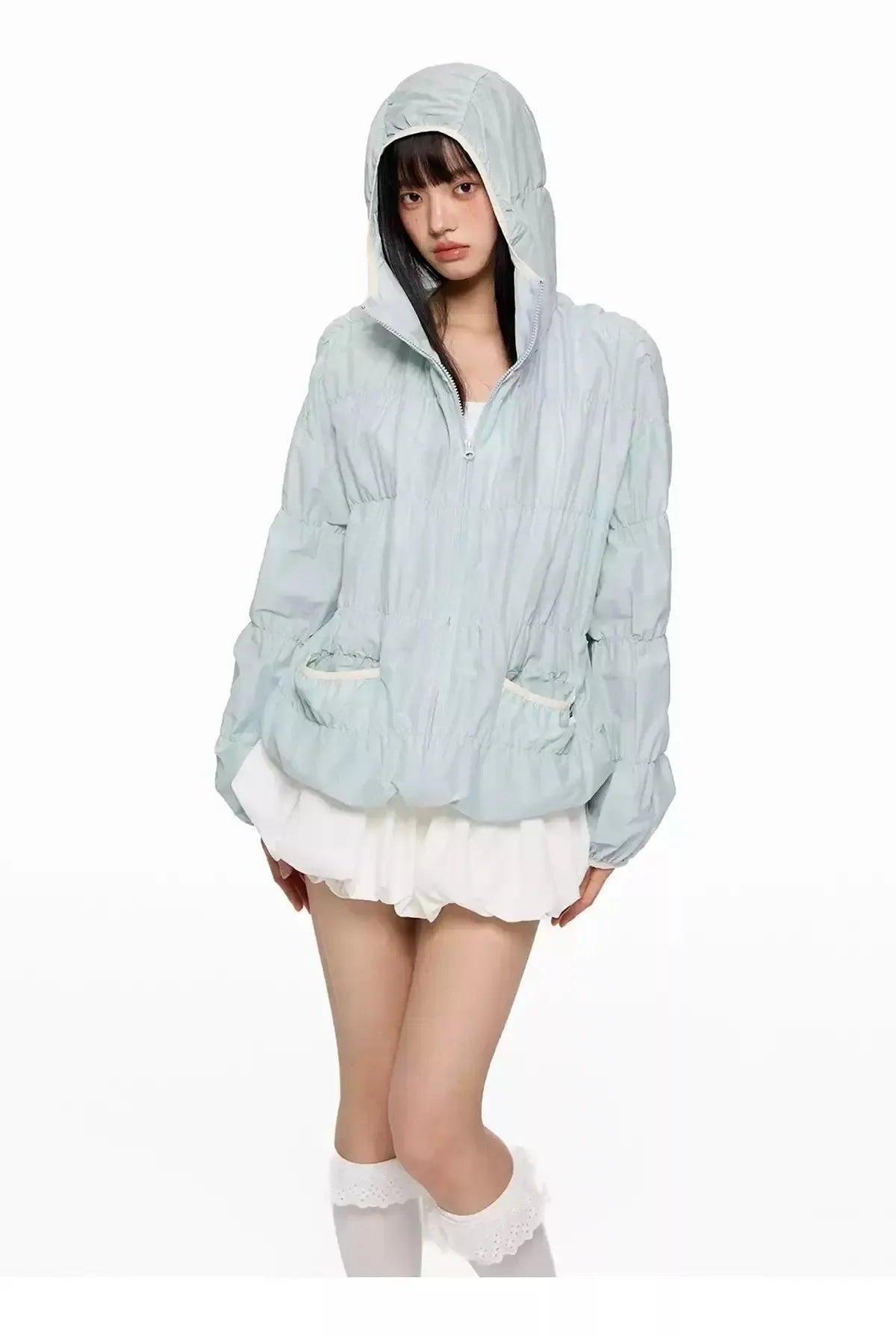 Tom Ruched Sun Protection Hooded Jacket-korean-fashion-Jacket-Tom's Closet-OH Garments
