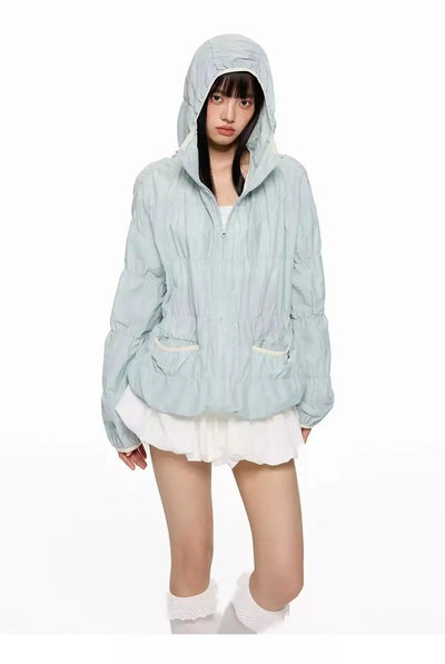 Tom Ruched Sun Protection Hooded Jacket-korean-fashion-Jacket-Tom's Closet-OH Garments