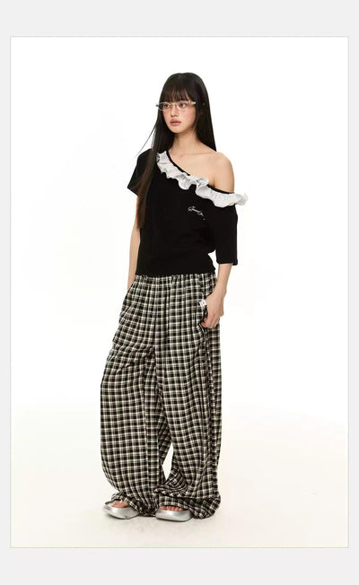 Tom Ruffled Slant Shoulder T-Shirt-korean-fashion-T-Shirt-Tom's Closet-OH Garments