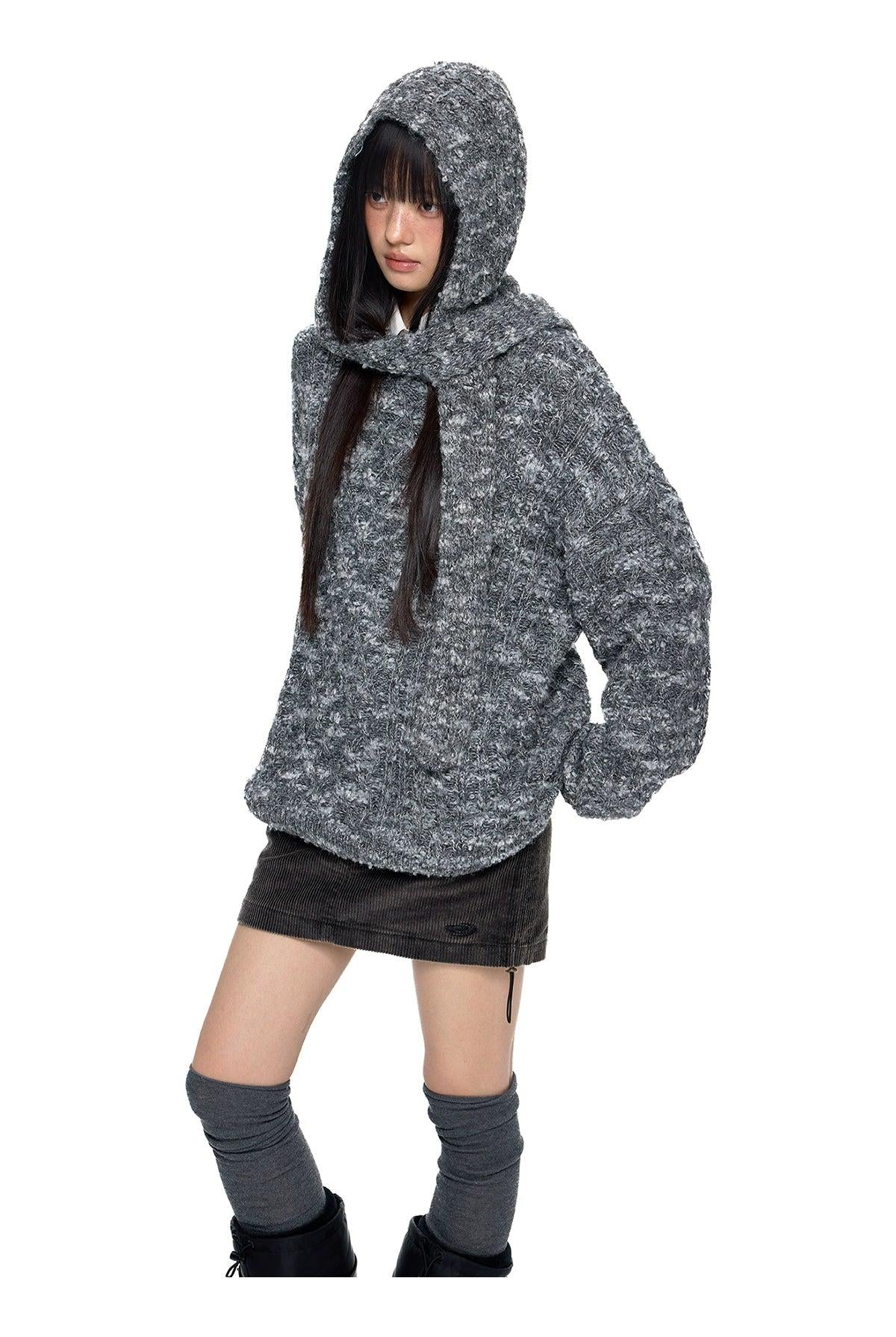Tom Scarf Hood Loose Sweater-korean-fashion-Sweater-Tom's Closet-OH Garments