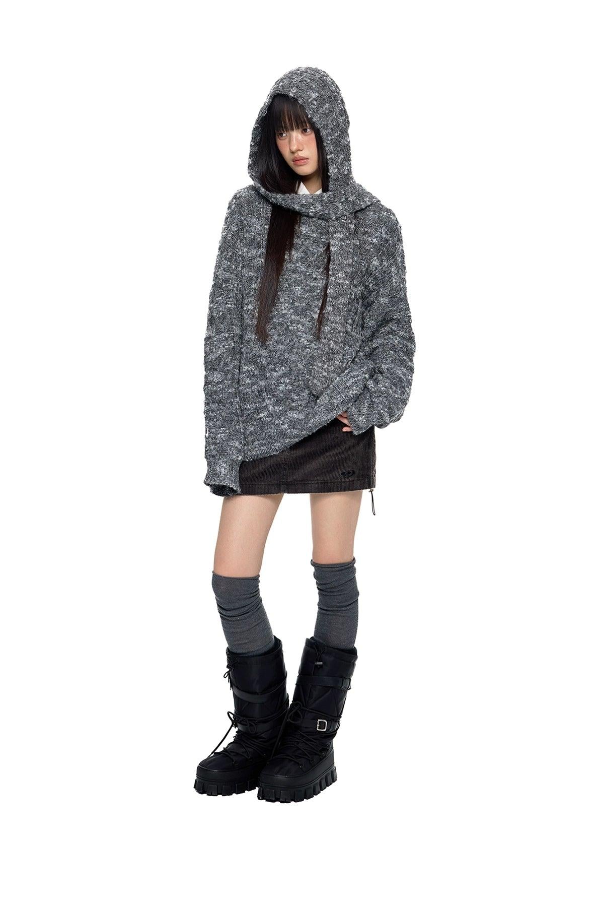 Tom Scarf Hood Loose Sweater-korean-fashion-Sweater-Tom's Closet-OH Garments