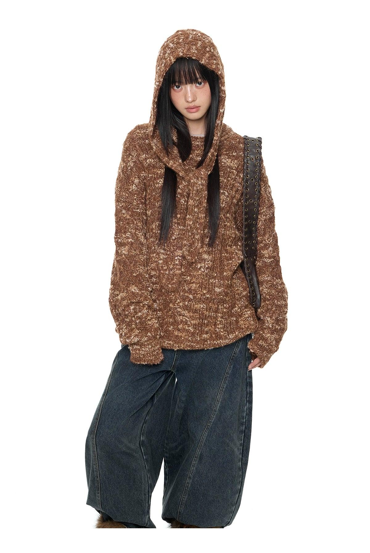 Tom Scarf Hood Loose Sweater-korean-fashion-Sweater-Tom's Closet-OH Garments