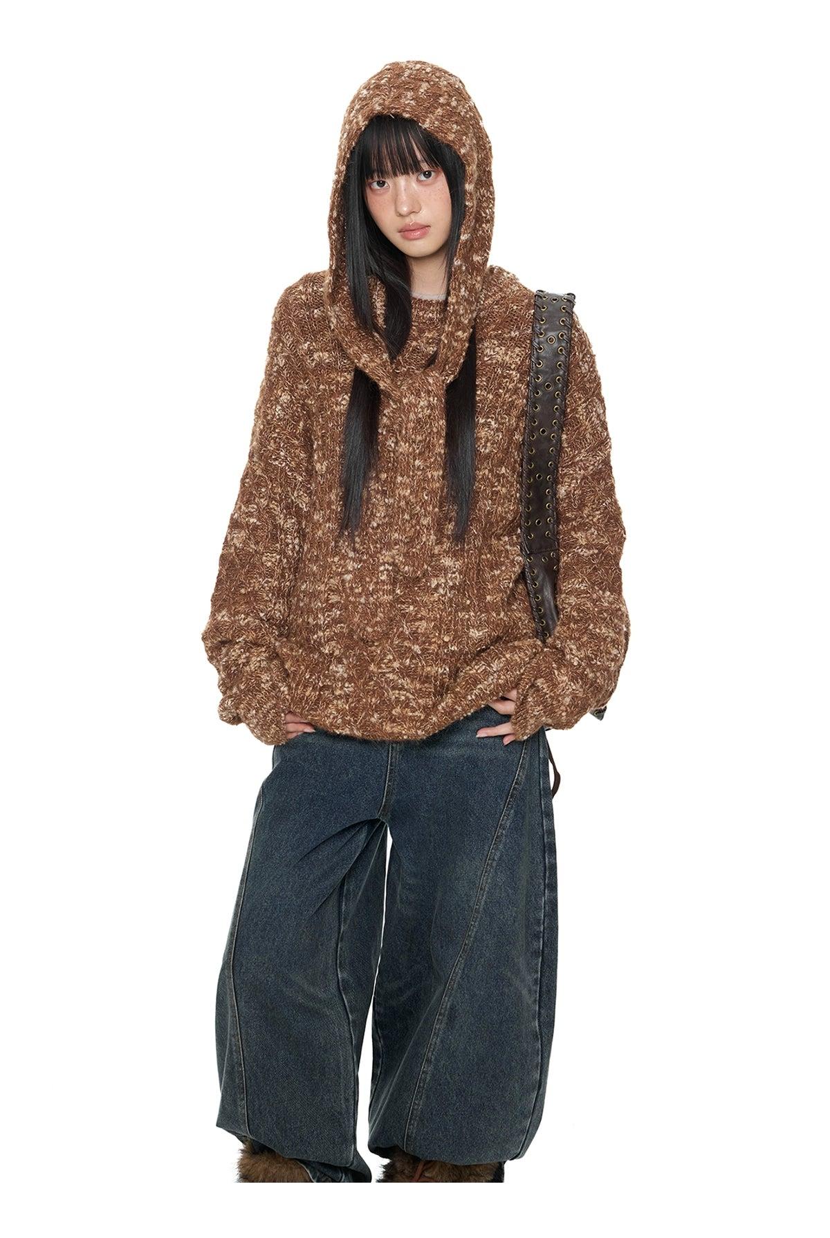 Tom Scarf Hood Loose Sweater-korean-fashion-Sweater-Tom's Closet-OH Garments