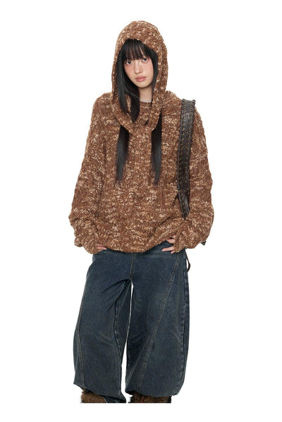 Tom Scarf Hood Loose Sweater-korean-fashion-Sweater-Tom's Closet-OH Garments