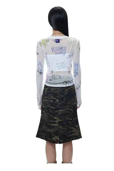 Tom Scribble Mesh Long Sleeve T-Shirt-korean-fashion-T-Shirt-Tom's Closet-OH Garments