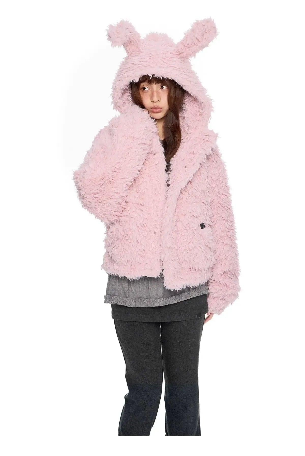 Tom Shearling Bunny Ear Zip-Up Jacket-korean-fashion-Jacket-Tom's Closet-OH Garments